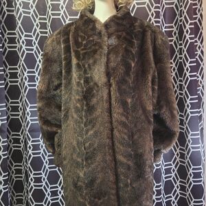 Elegant Brown Faux Fur Coat